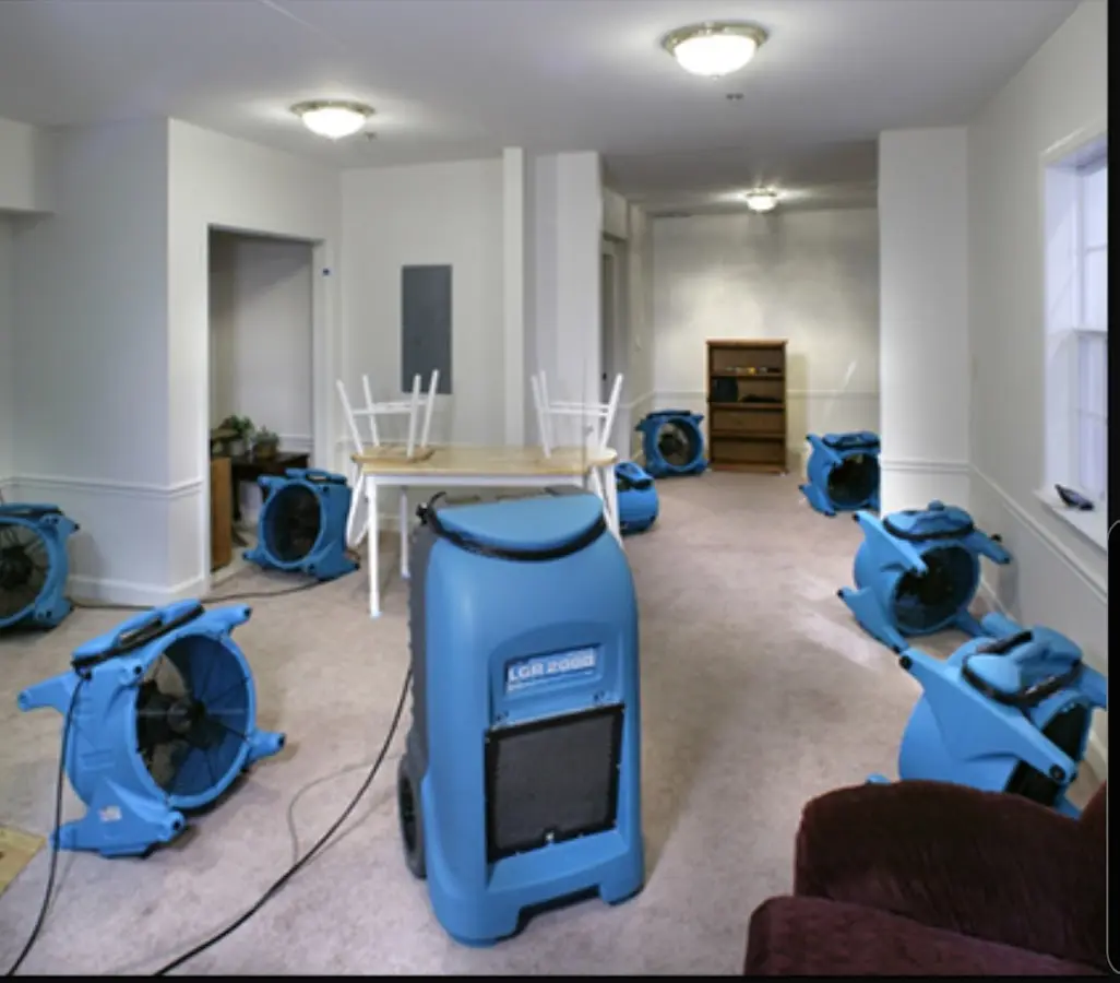 Air movers and dehumidifier setup for Water Extraction & Removal in Highlands Ranch
