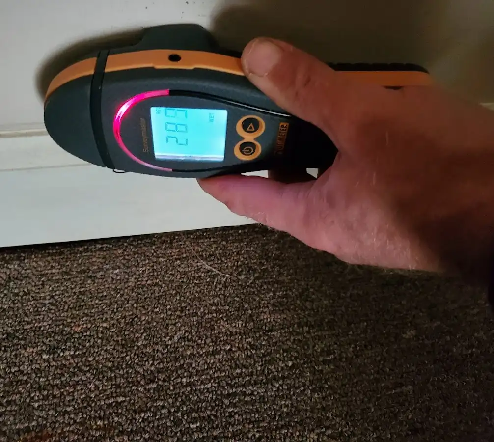 Moisture detection at baseboard during Sewage Cleanup & Sanitation in Highlands Ranch